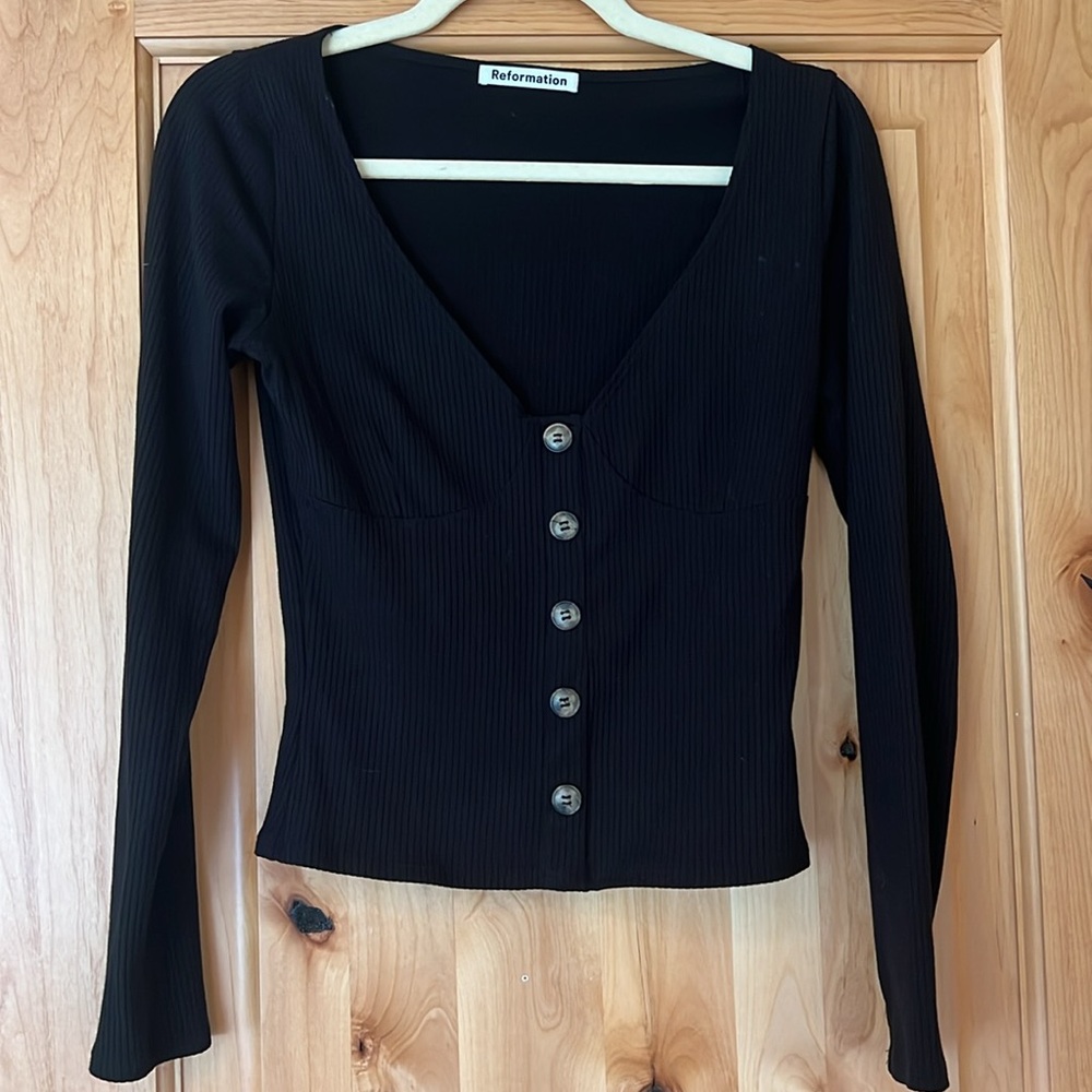 Reformation Black Button Down Shirt